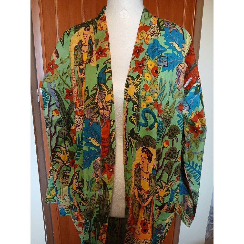 Craftluxe Kimono Robe Frida Kahlo Tropical Print 100% Cotton NWOT - Picture 6 of 16